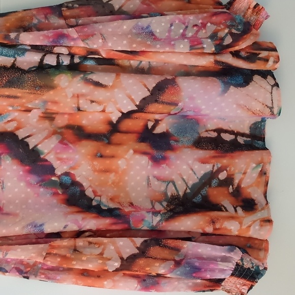 Torrid chiffon Clip Dot Boho Blouse Baloon Sleeves abstract butterfly print 2x - Picture 6 of 12